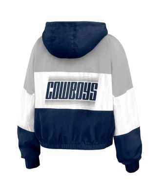 Women's Navy Dallas Cowboys Plus Size Color Block Full-Zip Windbreaker Jacket