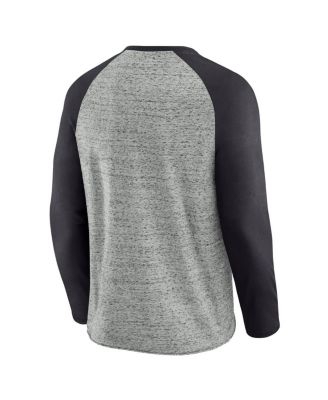 Men's Heather Gray Pittsburgh Pirates Raw Edge Raglan Long Sleeve Baseball T-Shirt