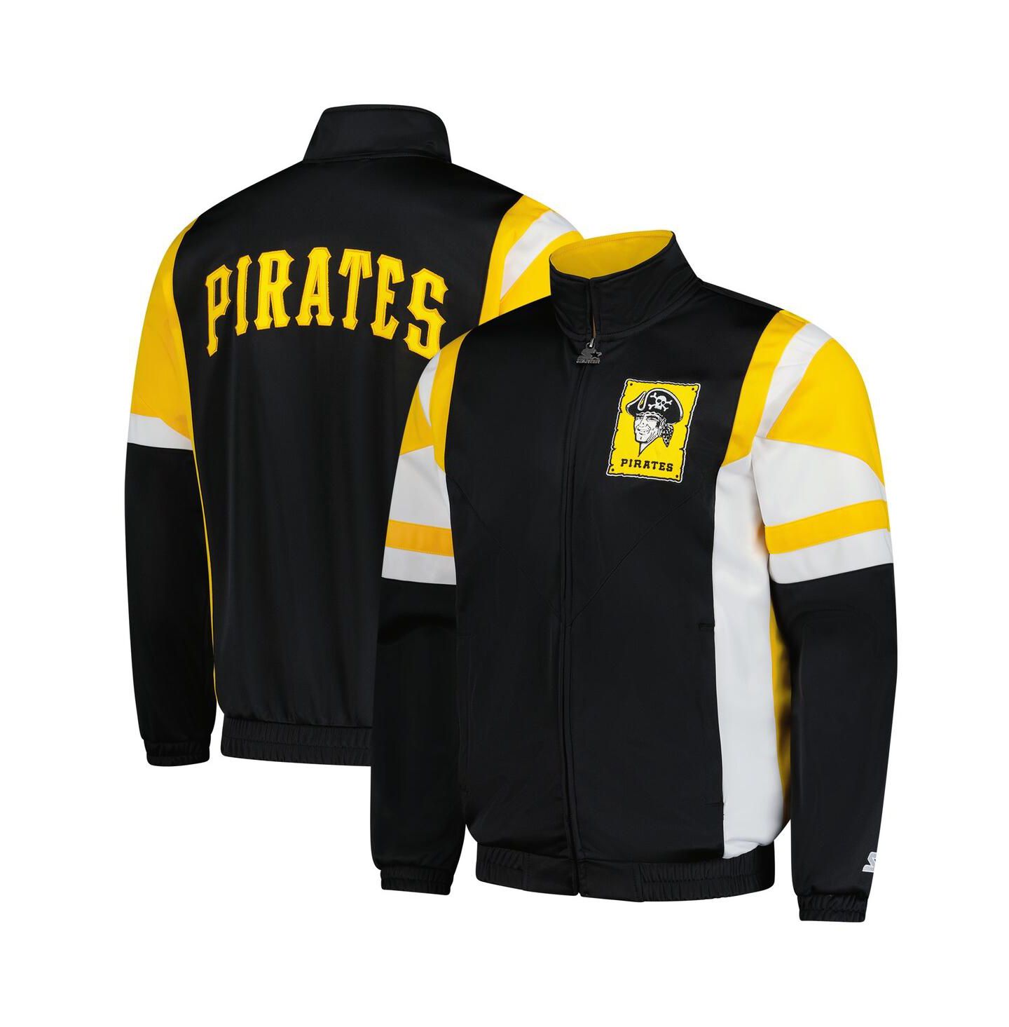 Мужская куртка Starter Black/Gold Pittsburgh Pirates Contender Tricot Full-Zip Track — фото 1