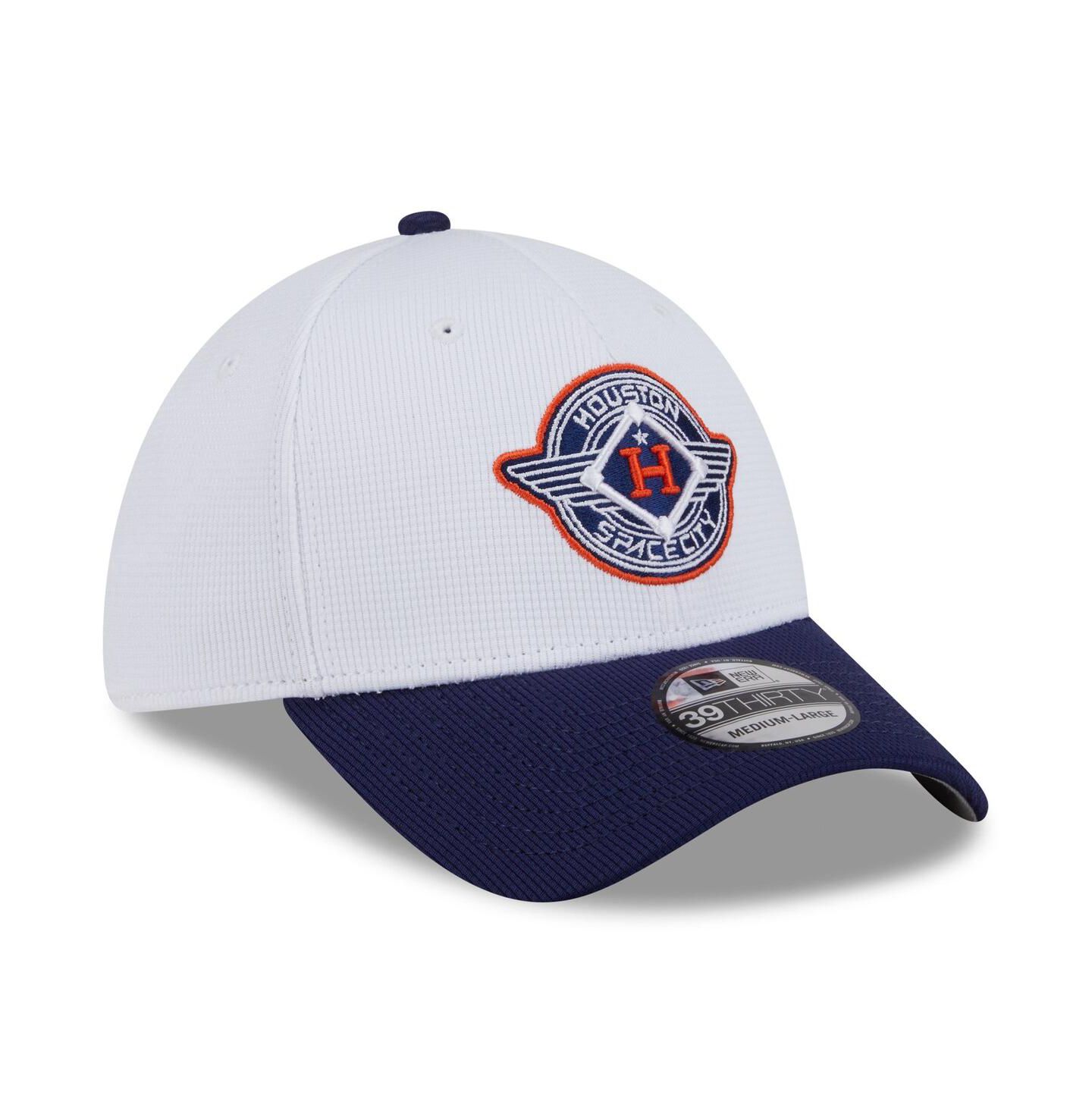 Мужская кепка New Era White/Navy Houston Astros 2025 City Connect Batting Practice 39THIRTY Flex Hat — фото 3