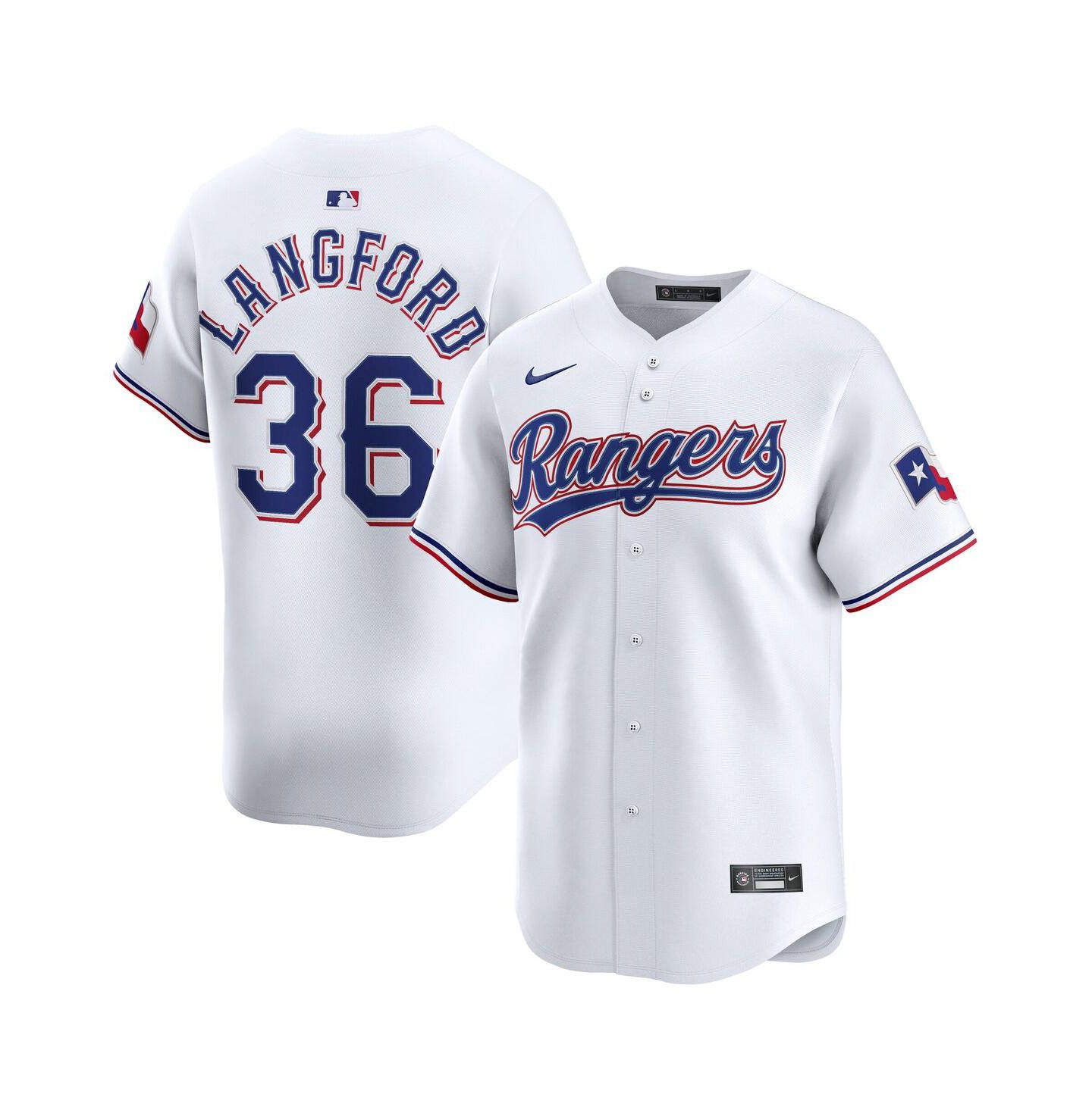 Мужской топ Nike Wyatt Langford White Texas Rangers Home Limited Player Jersey — фото 1