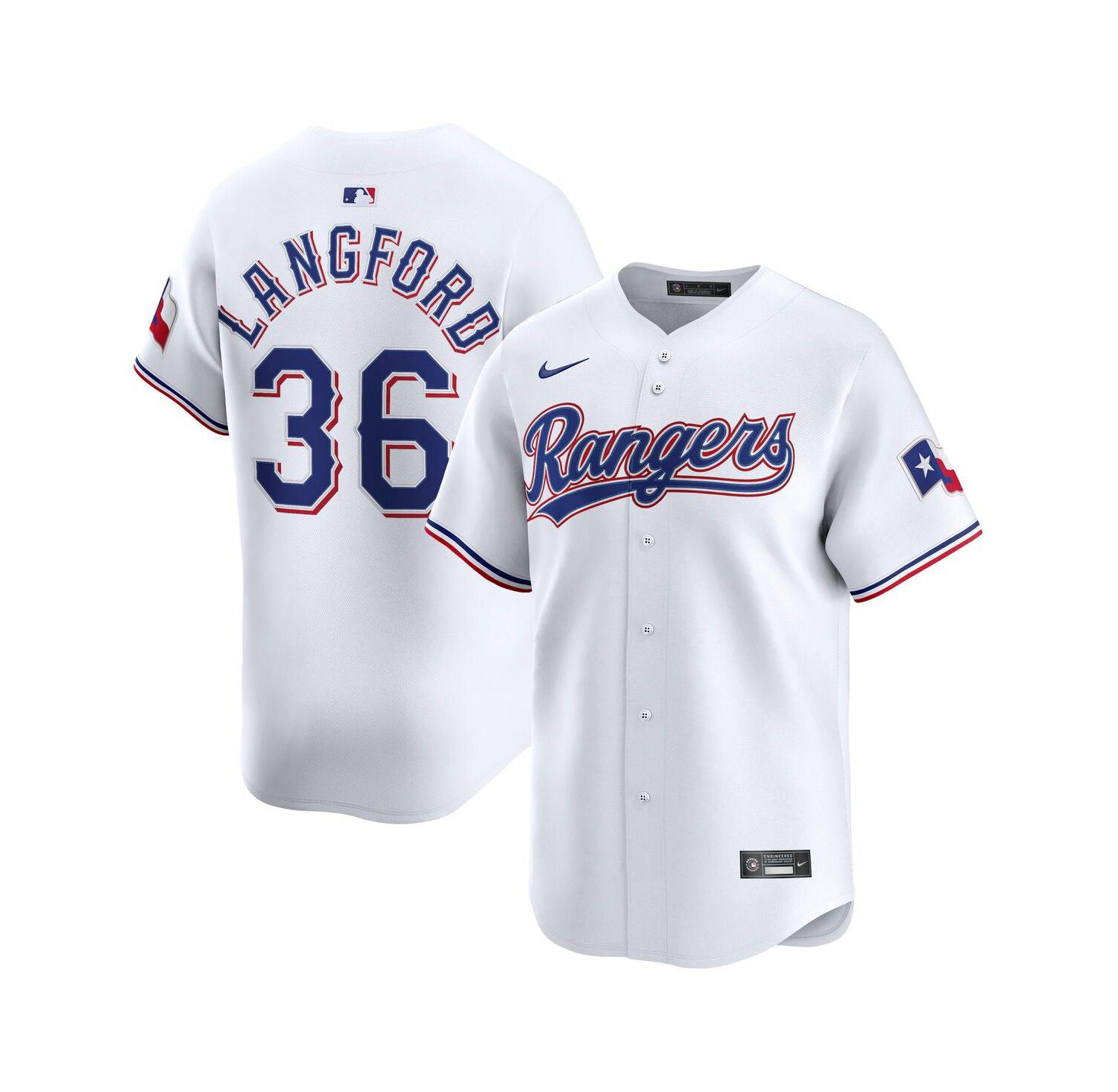 Men's Wyatt Langford White Texas Rangers Home Limited Player Jersey