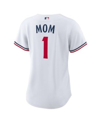 Women's&nbsp;White Minnesota Twins 1 Mom Home Replica Jersey