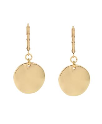 Gold Disc Drop Earrings