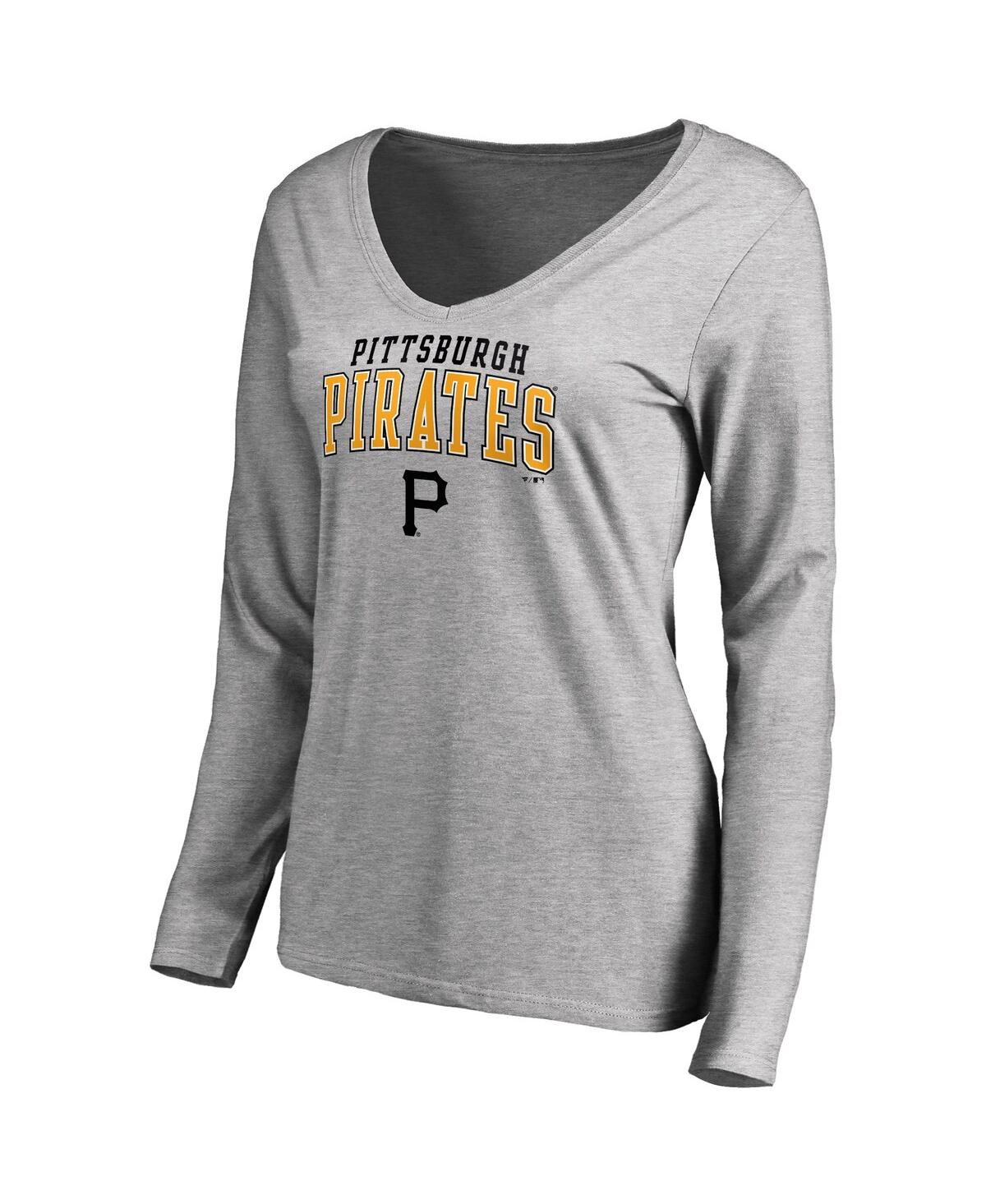 Fanatics Women's Black/heather Gray Pittsburgh Pirates Short Long Sleeve T-shirt Combo Pack In Black,heather Gray