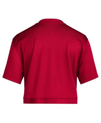 Women's Red Kansas Jayhawks Primegreen V-Neck Cropped Jersey