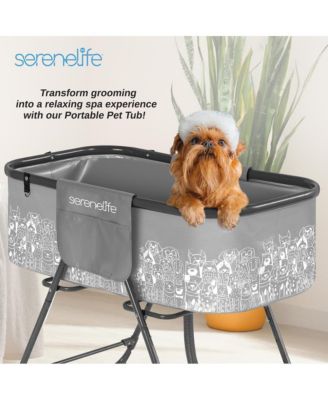 Portable Dog Bath Tub with Drain System & Leash Restraint, Gray/Black