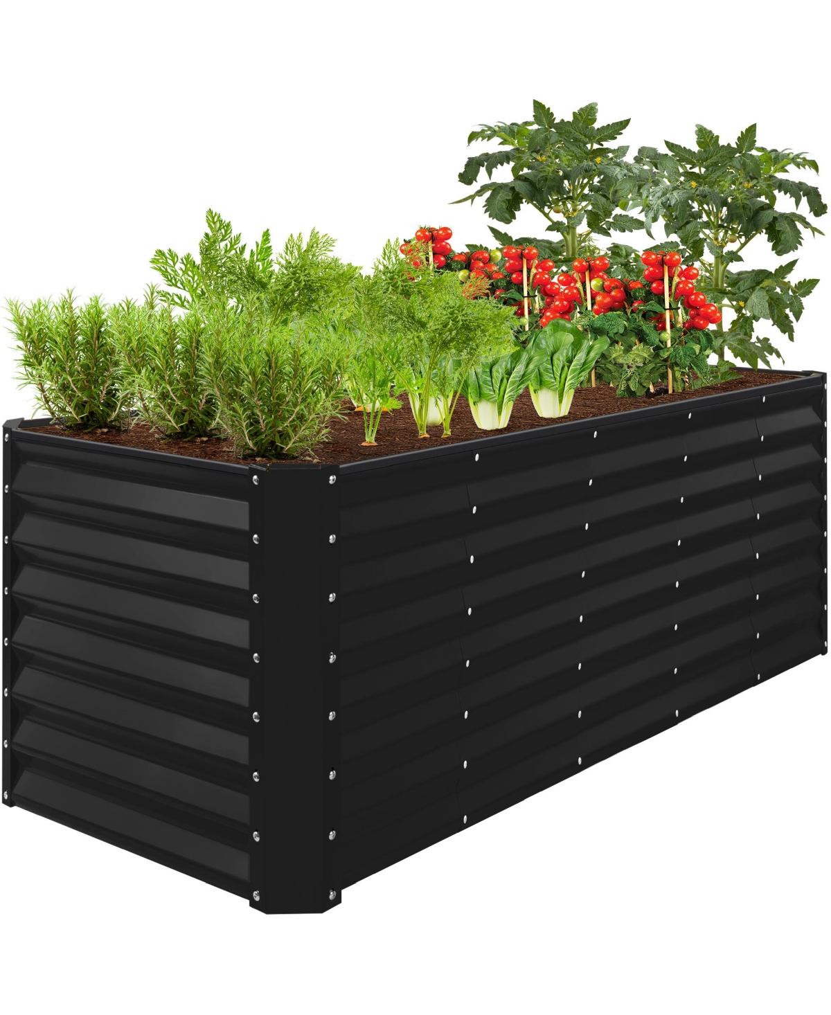 8x2x2ft Raised Metal Outdoor Garden Bed, Planter Box for Flowers, Vegetables, Herbs - Black