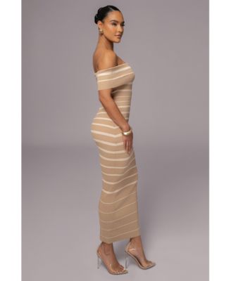 Women's Off The Shoulder Striped Dress