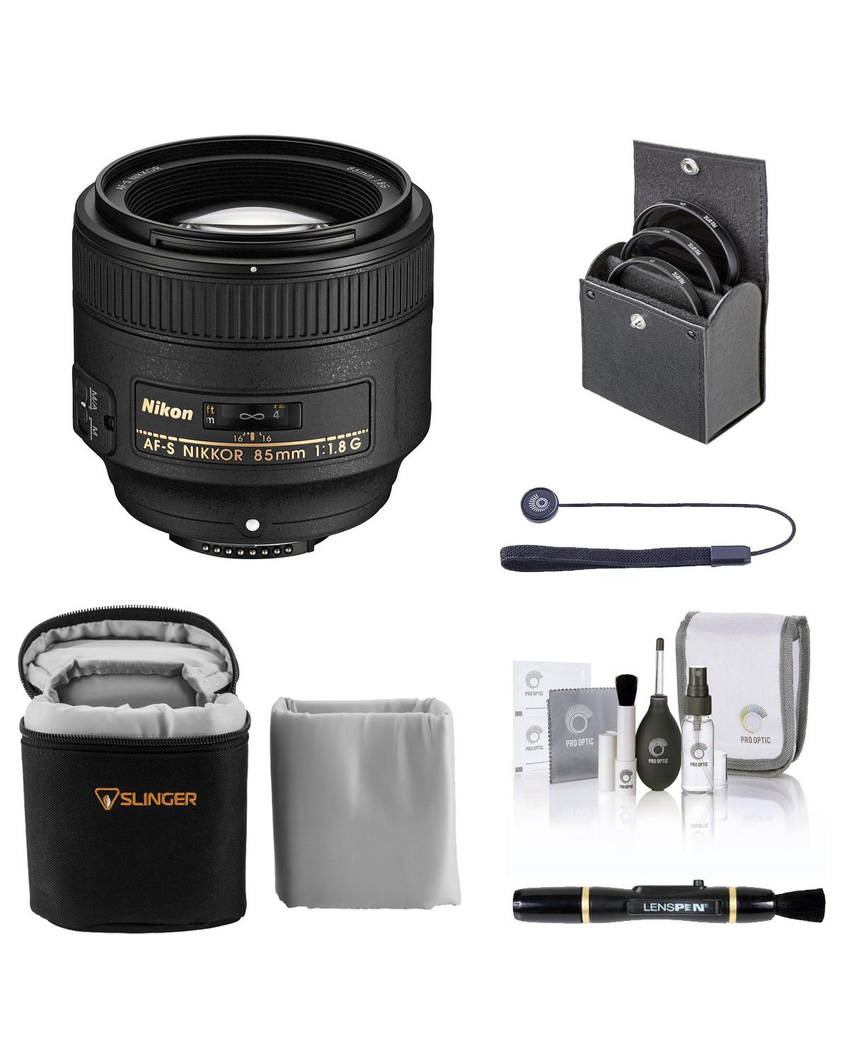 Nikon 85mm f/1.8G Fx Af-s Nikkor Lens, Bundle with ProOptic 67mm Filter Kit, Soft Lens Case, Lens Cleaner, Cleaning Kit, Lens Cap Tether