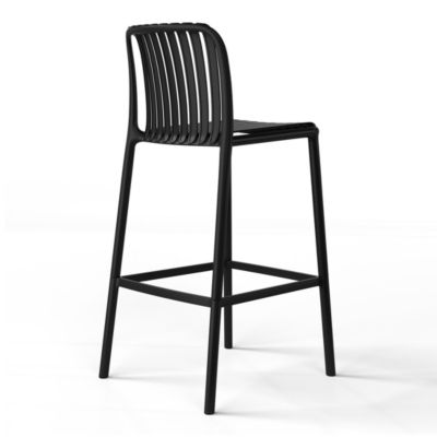 29.5" Outdoor Modern Plastic Patio Bar Height Stools (Set of 2)