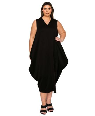 Plus Size Clover Sleeveless Bubble Hem Dress