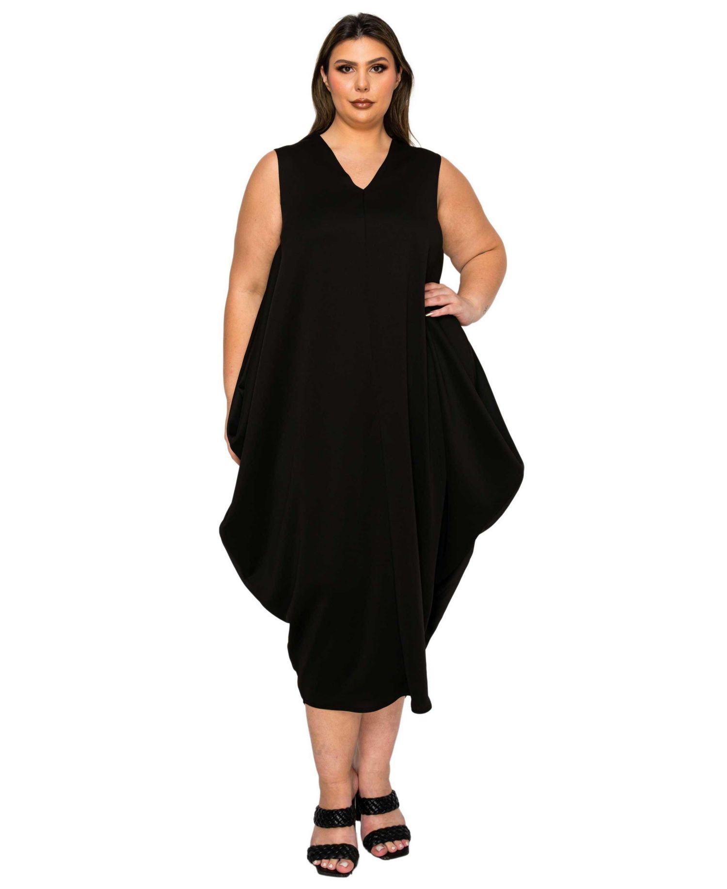 Plus Size Clover Sleeveless Bubble Hem Dress