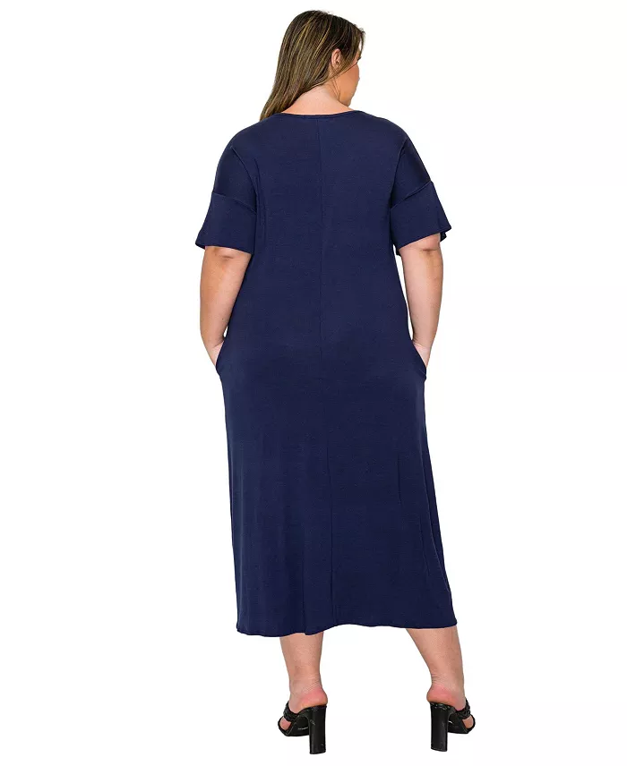 Plus Size Olivia Pocket Midi Dress - thumbnail 3