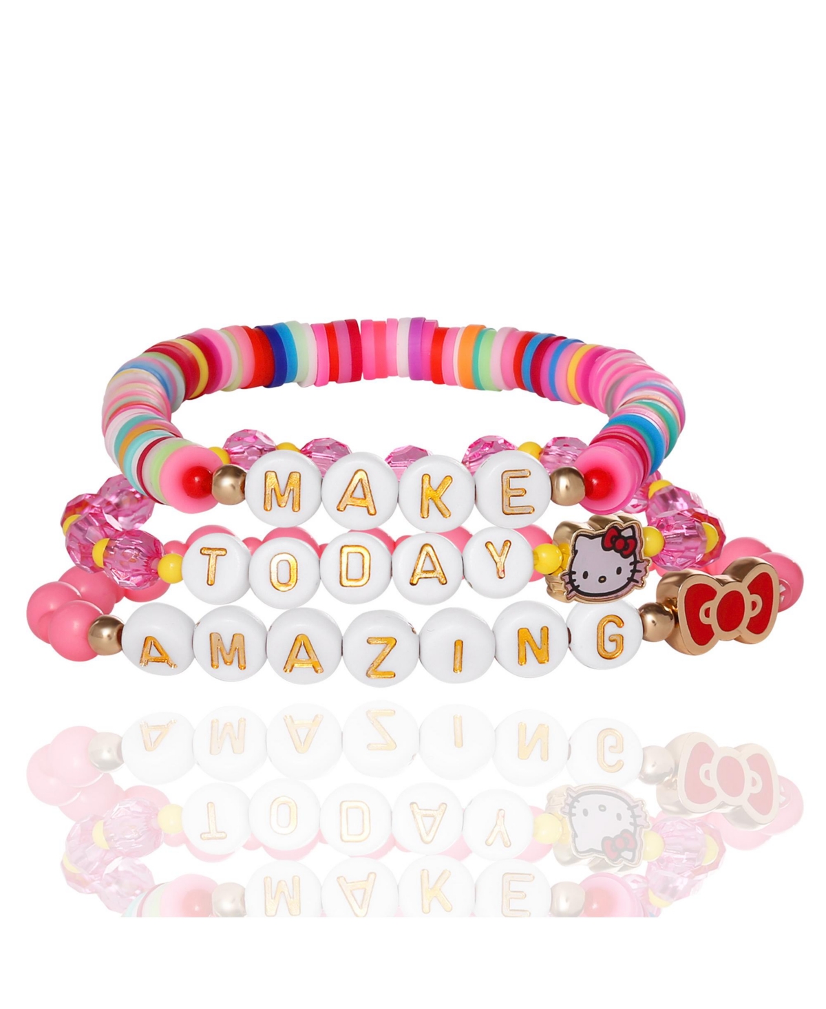 Sanrio Hello Kitty Make Today Amazing Beaded Bracelet Set - White, pink, yellow, red