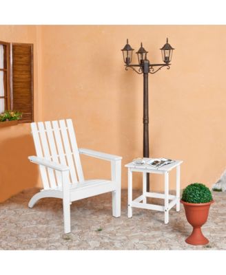 2PCS Patio Adirondack Chair Side Table Set Solid Wood Garden Deck