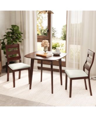 3-Piece Dining Table Set with Wooden Square Kitchen Table and 2 Chairs