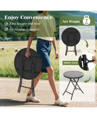 Folding Side Table Patio Round Compact Coffee Table