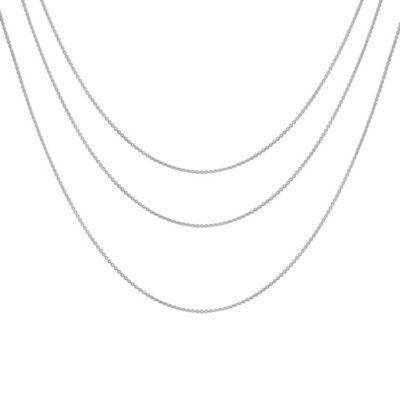 Set of 3 1MM Thin Rolo Link Cable Chain Necklace Sterling Silver 16,18 & 20 Inch