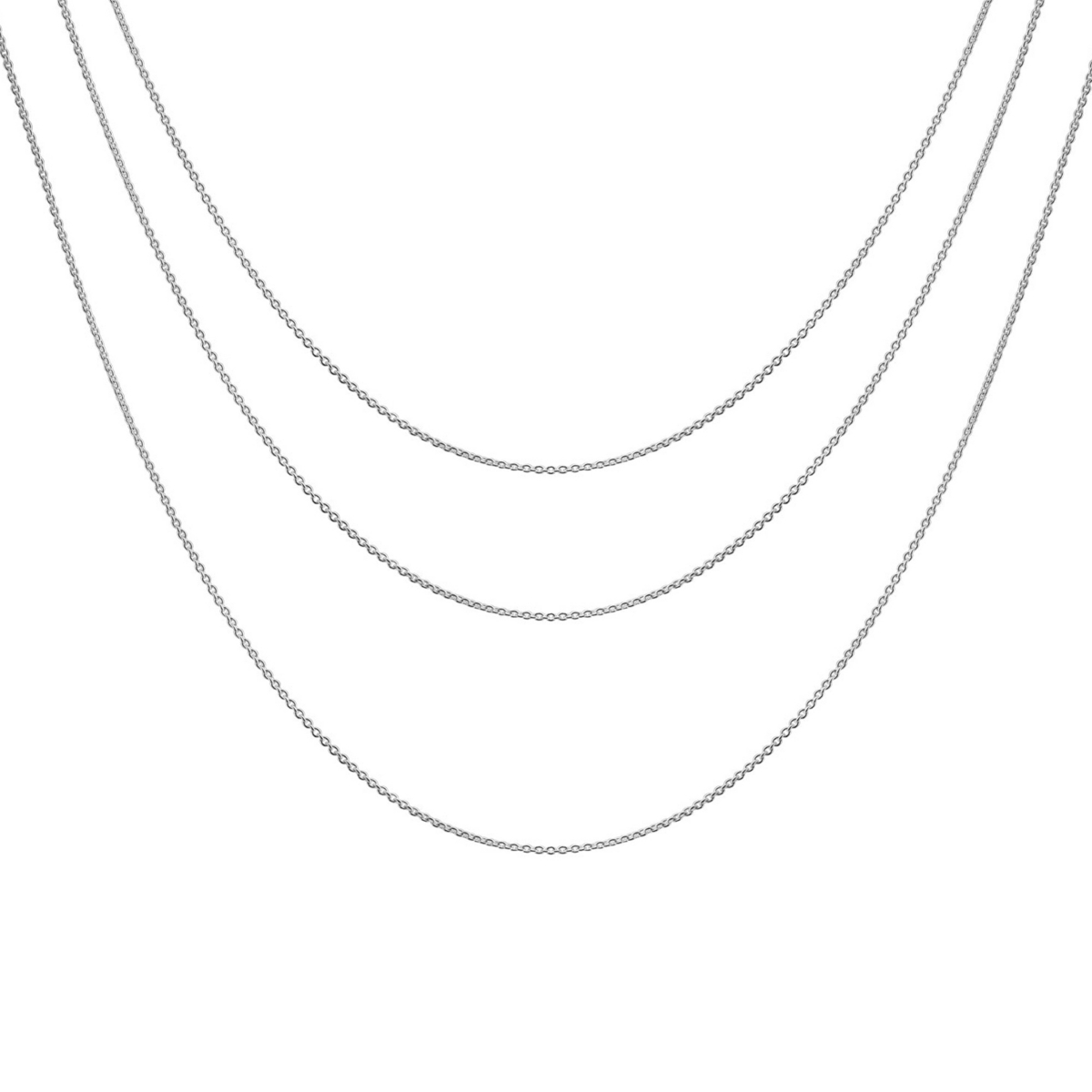 Bling Jewelry Set of 3 1MM Thin Rolo Link Cable Chain Necklace Sterling Silver 16,18 & 20 Inch