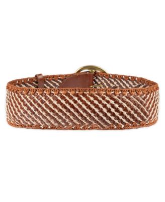 Women's Raffia and Leather Woven Belt