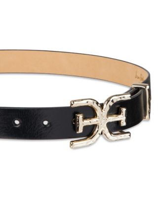Women's Hammered Double-E Logo Plaque Buckle Belt