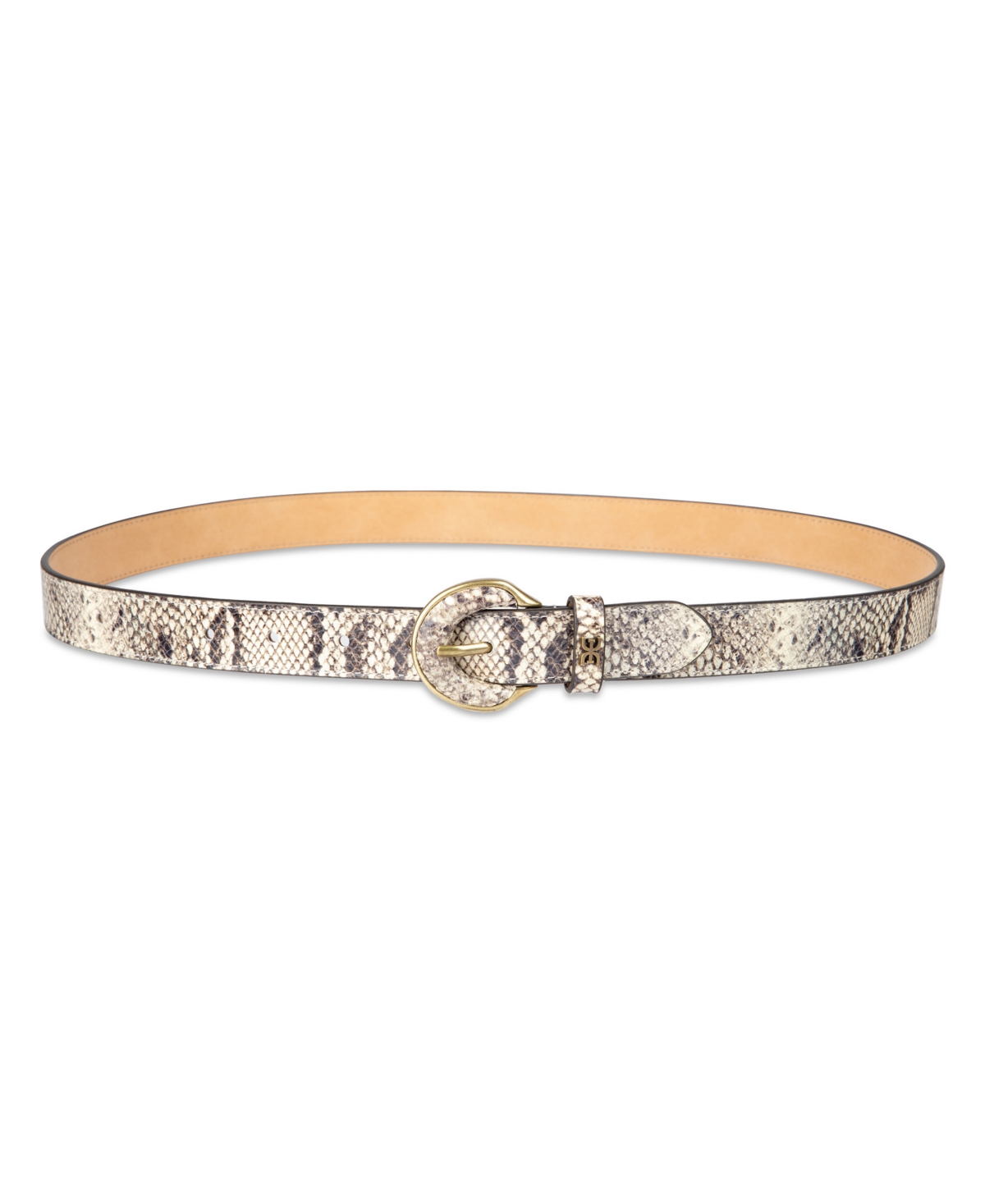 Women's Leather Harness Buckle Belt - Off White Snake