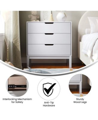 Samuel Kids Triple-Drawer Dresser With Solid Wood Frame