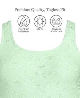 Women's Tugless Low Leg Lace One Piece Swimsuit