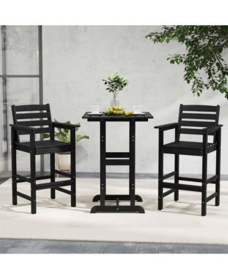 Patio Adirondack Bar Chairs Set of 2 with Wide Armrests & Footrest Backrest