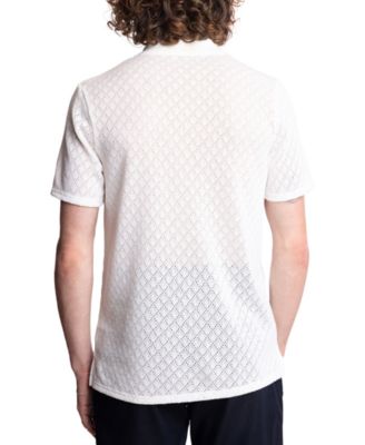 Men's Slim Fit Short Sleeve Diamond-Pattern Polo Shirt