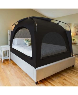Sanctuary Full Size Indoor Blackout Bed Tent – Privacy Sleep Canopy with Dual Doors, Mesh Windows & iPad Holder – Easy Setup, Light-Blocking Tent for Better Rest, Relaxation, or Study – Also Available in Twin