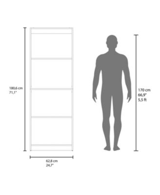 Bear Flat Bookcase with Open Storage and 4 Shelves ,Stained Walnut