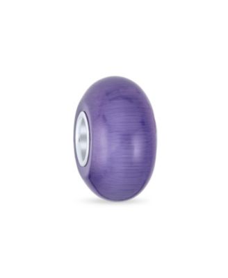 Set of 2 Smooth Opaque Multi Colors Murano Glass Charm Bead Sterling Silver Core