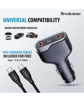 Tripple Port PD 50 Watt Rapid Car Charger and 4FT Lightning Cable Charging Kit