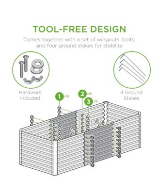 4x2x2ft Outdoor Metal Raised Garden Bed, Planter Box for Vegetables, Flowers, Herbs