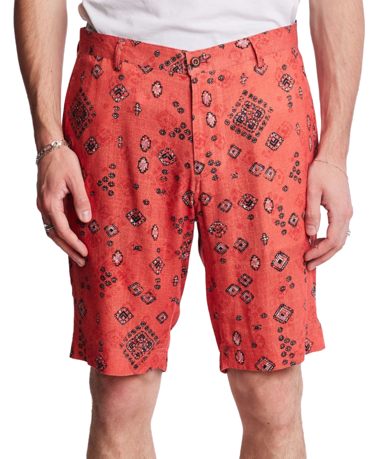 Men's Felix Slim Fit Printed 8-1/2" Shorts - Marrakesh Orange