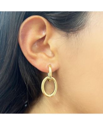 Double Oval Link Drop Earrings 14K Gold