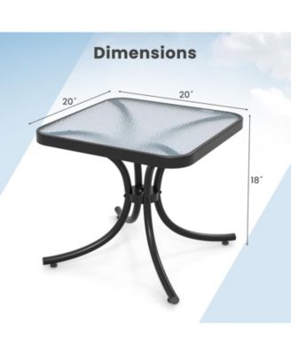 Tempered Glass Top Patio Table with Heavy-duty Metal Frame for Garden Poolside