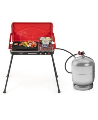 2-in-1 Gas Camping Grill and Stove with 4 Detachable Legs