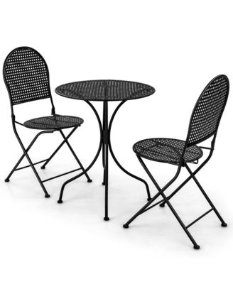 3 PCS Patio Bistro Set All-weather Metal Table & Chair Set for 2 Person Modern Furniture Set