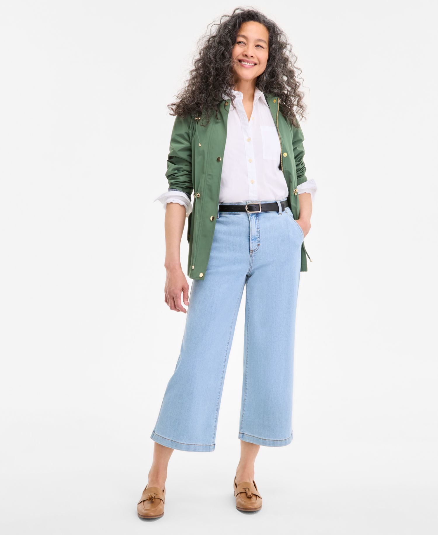Petite High-Rise Wide-Leg Crop Jeans
