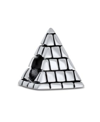 Set of 2 Vacation Travel Suitcase Luggage & Egyptian Pyramid Charm Bead Silver
