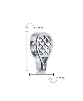 Set of 2 Sports Champion Trophy Dangle Tennis Racquet Charm Bead Sterling Silver