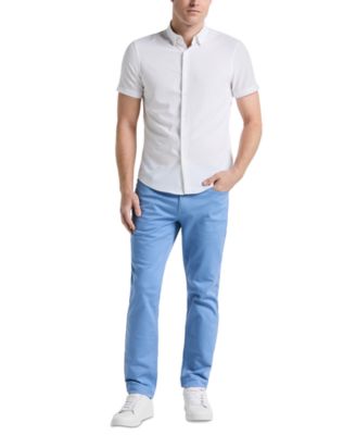 Men's Slim-Fit Stretch Solid Button-Down Seersucker Shirt