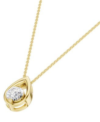 Diamond Tear-Shape Pendant Necklace (1/6 ct. t.w.) in 14k Yellow Gold, 16" + 2" extender