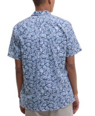 Men's Jackstone Short Sleeve Button-Front Leaf Print Shirt
