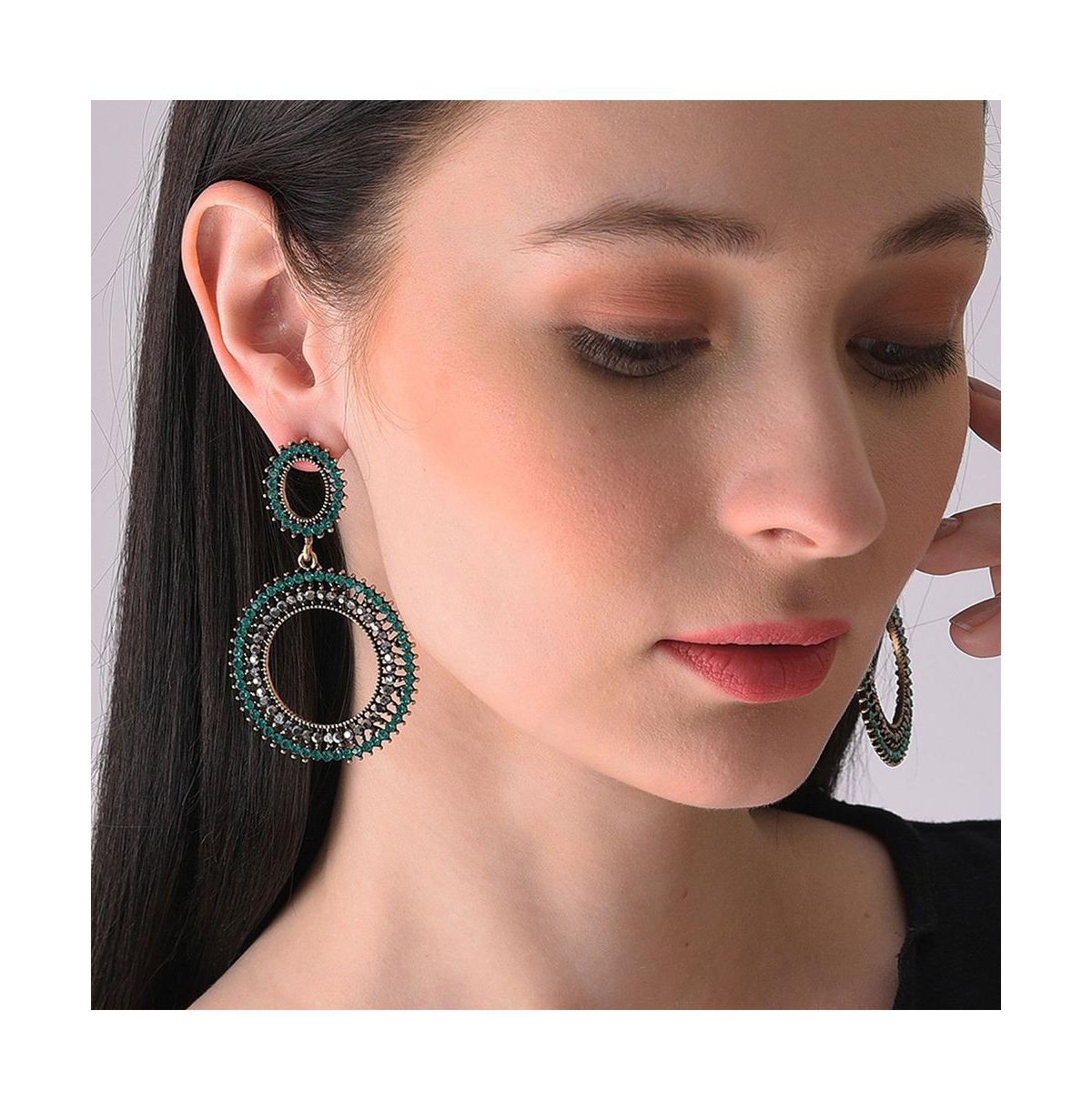Sohi Green Color Gold Plated Designer Stone Drop Earring In Green