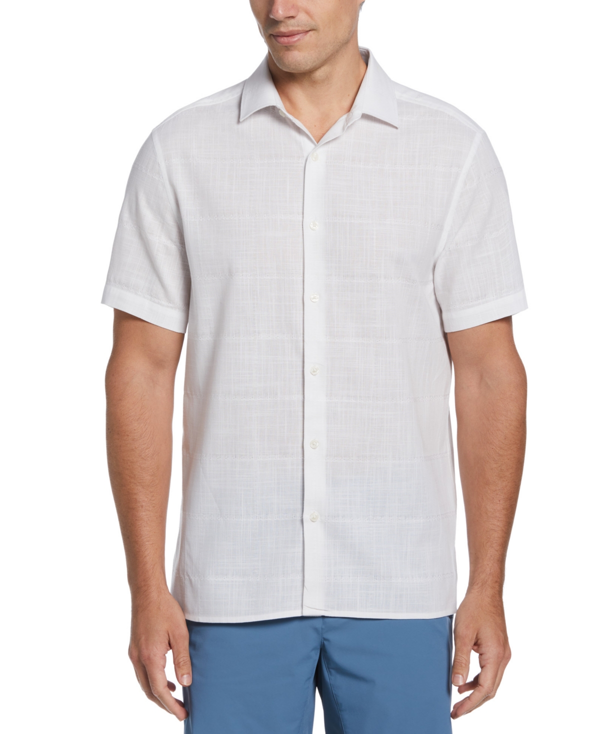 Men's Cotton Slub Plaid Shirt - Bright White