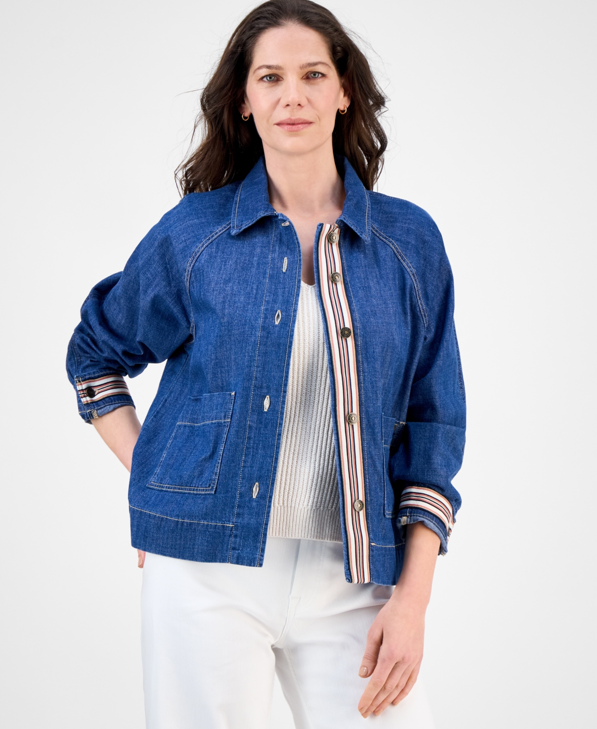Women's Raglan-Sleeve Denim Jacket - Ws 005- Niagara Wash